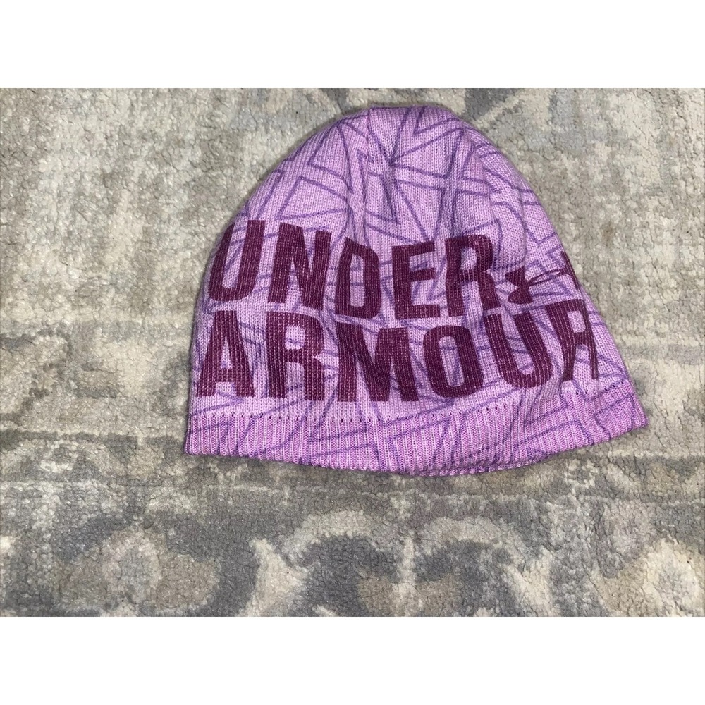 Under‎ Armour Girls Youth Reversible Beanie Hat Purple Pink